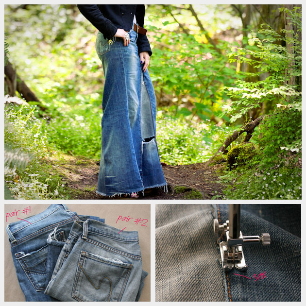 Recycled denim maxi skirt tutorial