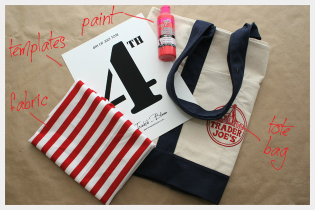 Supplies to Make a 4th of July Tote Bag