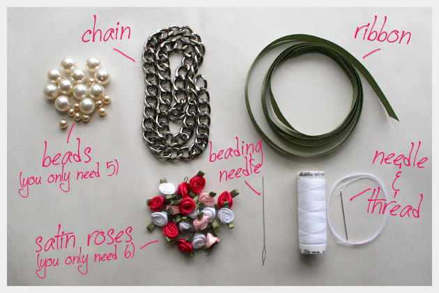 DIY RIbbon Chain Bracelet Supplies