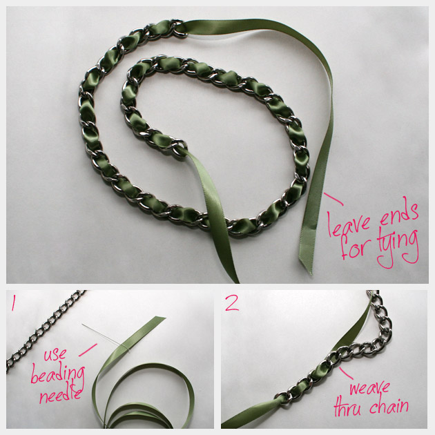 DIY RIbbon Chain Wrap Bracelet