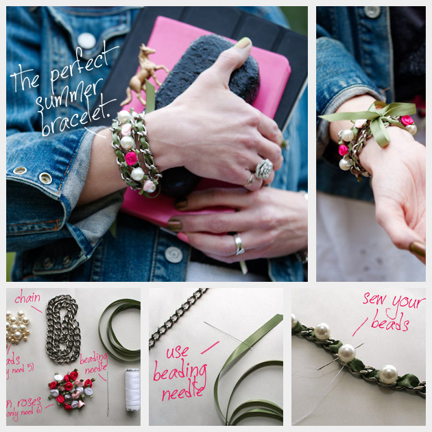 DIY Ribbon Chain Bracelet