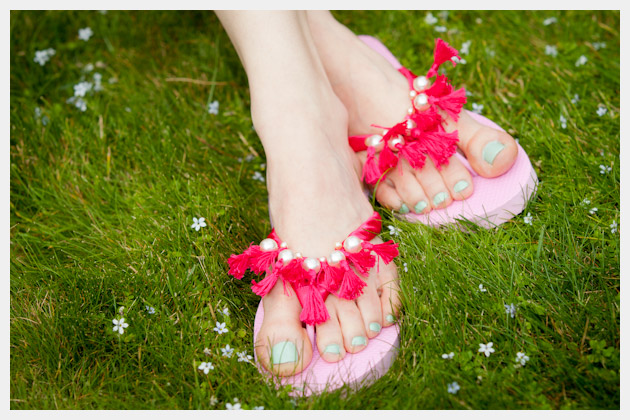 Tassel Beaded Flip Flops