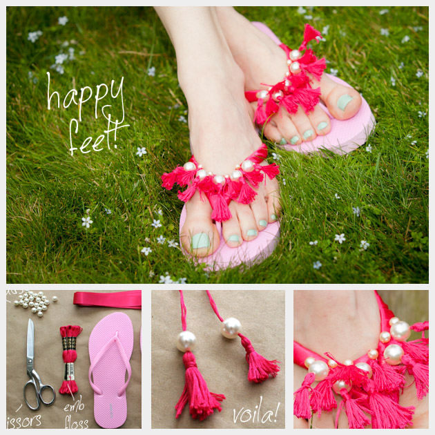 Tassel Beaded Flip Flops DIY