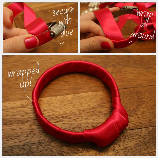 Ribbon Wrapped Beaded Bow Bracelet DIY