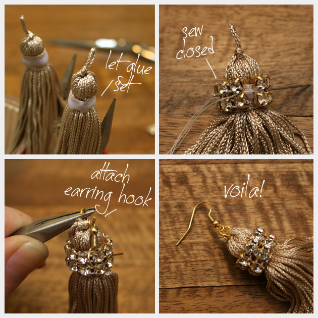 DIY Tassel Earrings with Rhinestones