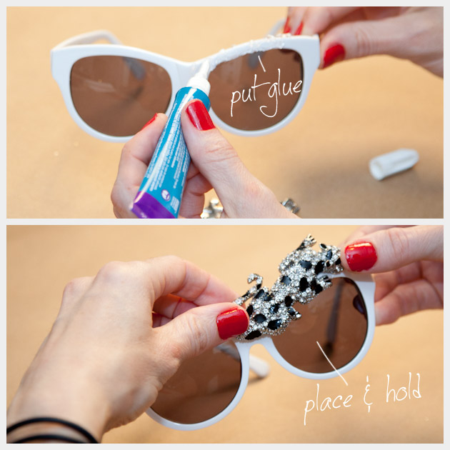 DIY Rhinestone Leopard Sunglasses