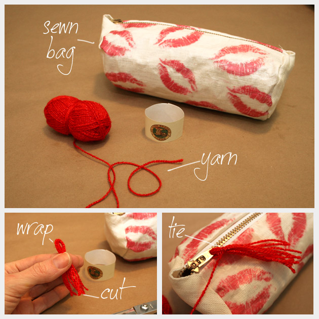 DIy Printed Make Up Bag Tassel