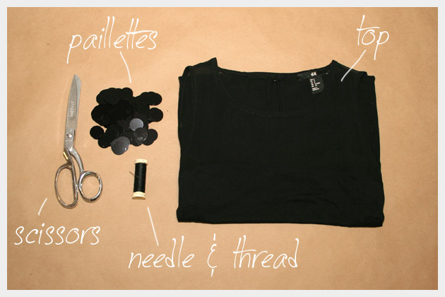 DIY T Shirt with Paillettes Supplies