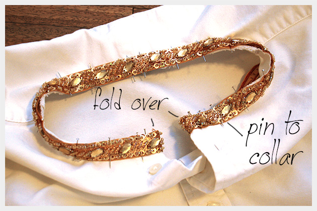 Embellished Shirt Collar Pinned