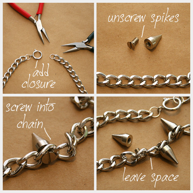 Spike Chain Necklace DIY Spikes