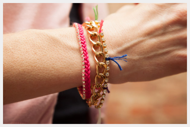 Chain and Rhinestone Bracelet DIY Close Up