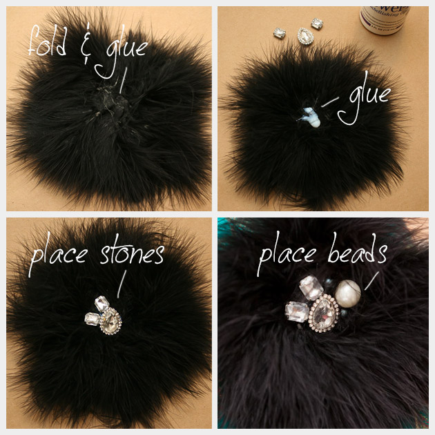 Feather and Rhinestone Pin DIY Steps