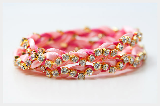 Rhinestone Braided Bracelet DIY Photo