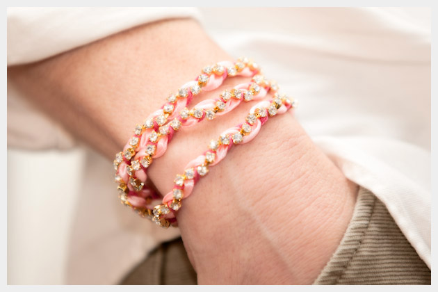 Rhinestone Braided Bracelet DIY Detail