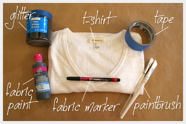 Striped Glitter T Shirt DIY Supplies