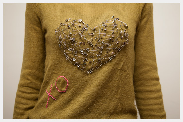 Valentine Heart Sweater DIY Close Up