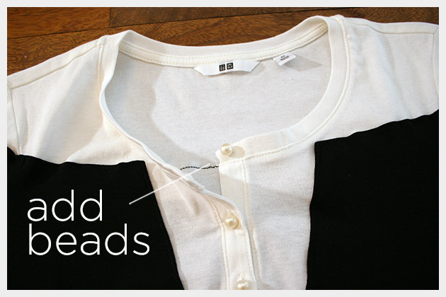 Mod Black and White T Shirt DIY Changing Buttons