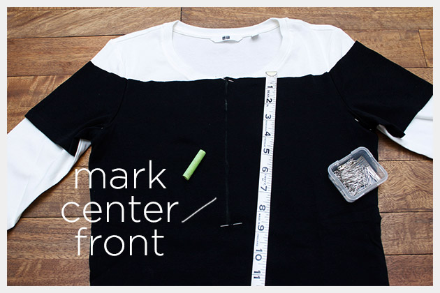 Mod Black and White T Shirt DIY Pinning and Measuring