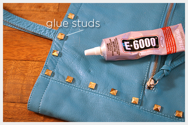 Studded Bag DIY Glueing