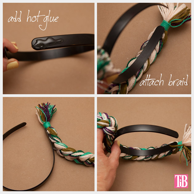 DIY Braided Headband Gluing