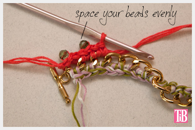 DIY Crochet Beaded Bracelet Spacing Beads