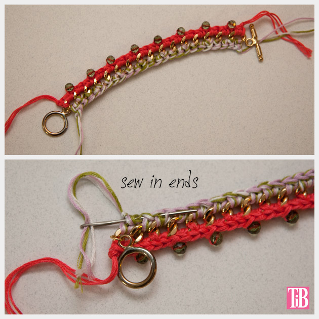 DIY Crochet Beaded Bracelet Sewing in Ends