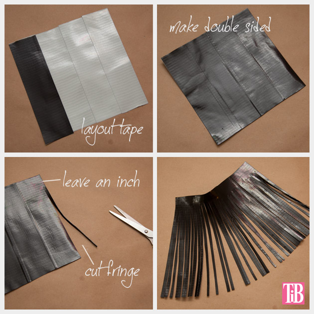 DIY Duct Tape Clutch Cutting Tassel Fringe