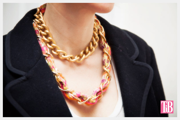 DIY Woven Chain Necklace Close Up