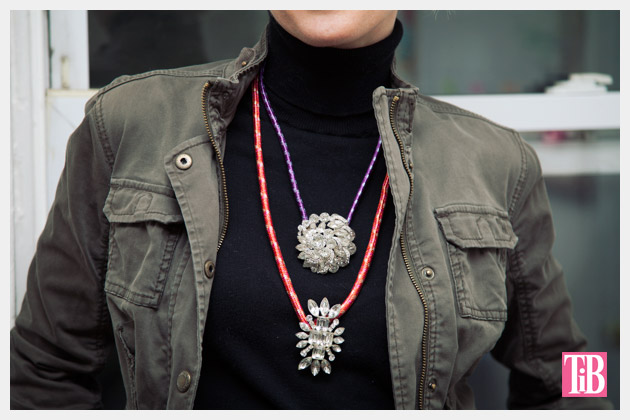 DIY Rhinestone Cord Necklace Close Up