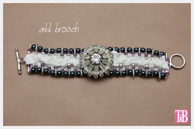 DIY Safety Pin Bracelet with Brooch Adding Brooch