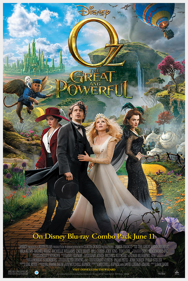 Disney OZ the Great and Powerful Movie poster Blu-Ray combo pack release.