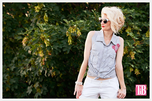 How to Alter a Man's Shirt into a Cute Summer Top Photo 1