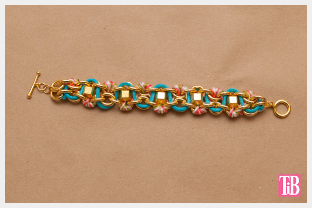DIY Chain Bracelet with Studs Finished