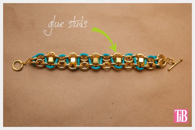 DIY Chain Bracelet with Studs Adding Studs