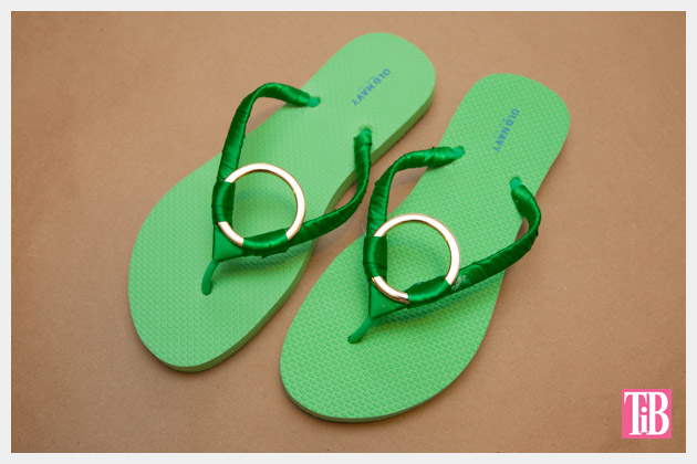 Green and Gold DIY Flip Flops Finished Photo