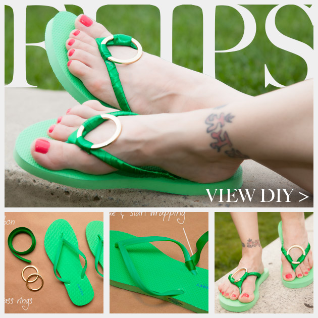 Green and Gold DIY Flip Flops Feature www.trinketsinbloom.com