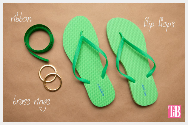 Green and Gold DIY Flip Flops Supplies