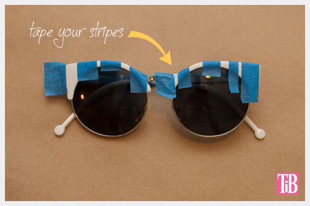 DIY Blue and White Striped Sunglasses Taping