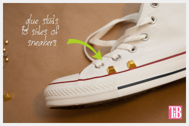 DIY Studded Converse Adding Studs