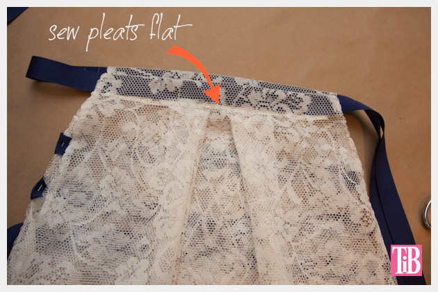 DIY Lace Tank with Ribbon Sew Pleats Flat