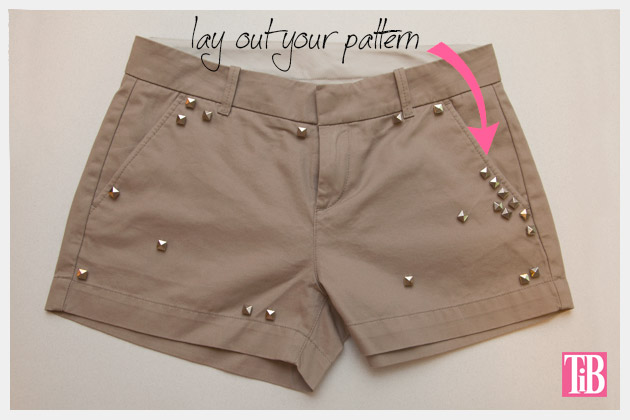 DIY Studded Shorts Layout