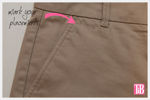 DIY Studded Shorts Marking Design