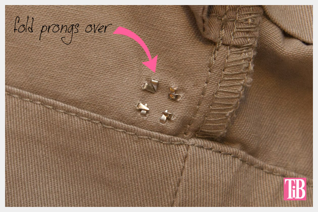DIY Studded Shorts Folding Prongs