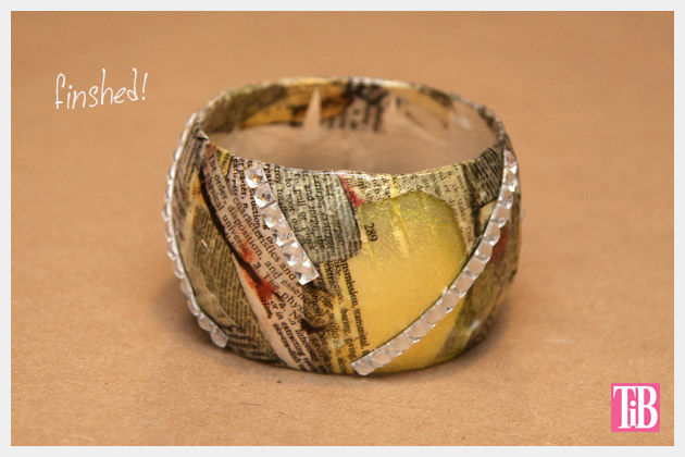 DIY Bangle Bracelet with Tape Finished with Rhinestone Tape