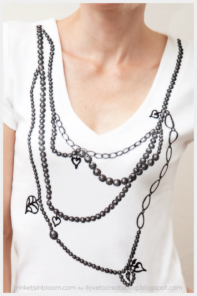 Trompe L'Oeil Necklace T-Shirt DIY Close Up