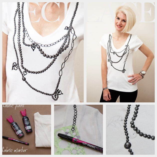 Trompe L'Oeil Necklace T-Shirt DIY Feature www.trinketsinbloom.com