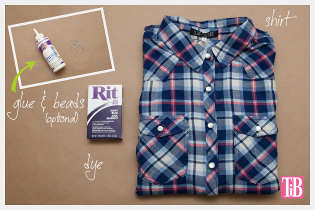 Dip Dye Plaid Shirt Supplies