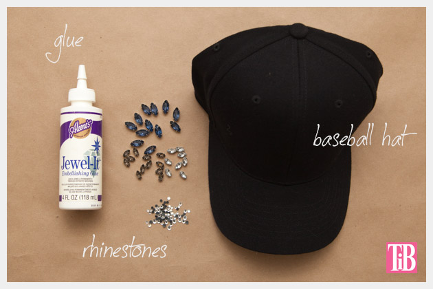 DIY Rhinestone Baseball Cap Supplies