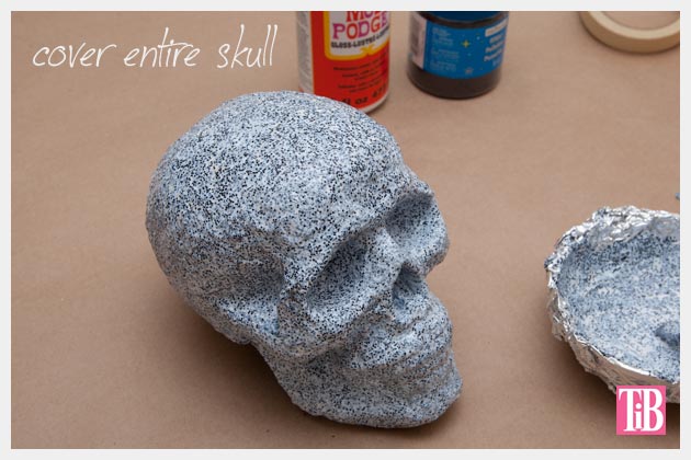 Halloween Glitter Skull DIY Covered and Let Dry
