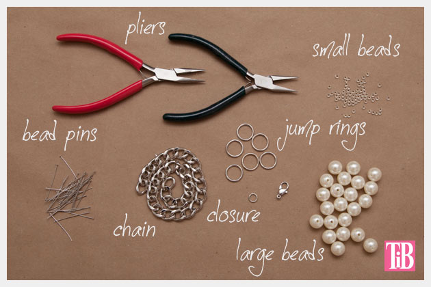 Large Chain and Pearl Necklace DIY Supplies